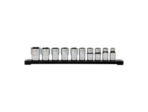 10 pc 1/2'' Drive Standard METRIC Socket Set with Storage Rail