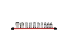 10 pc 1/2'' Drive Standard SAE Socket Set with Storage Rail